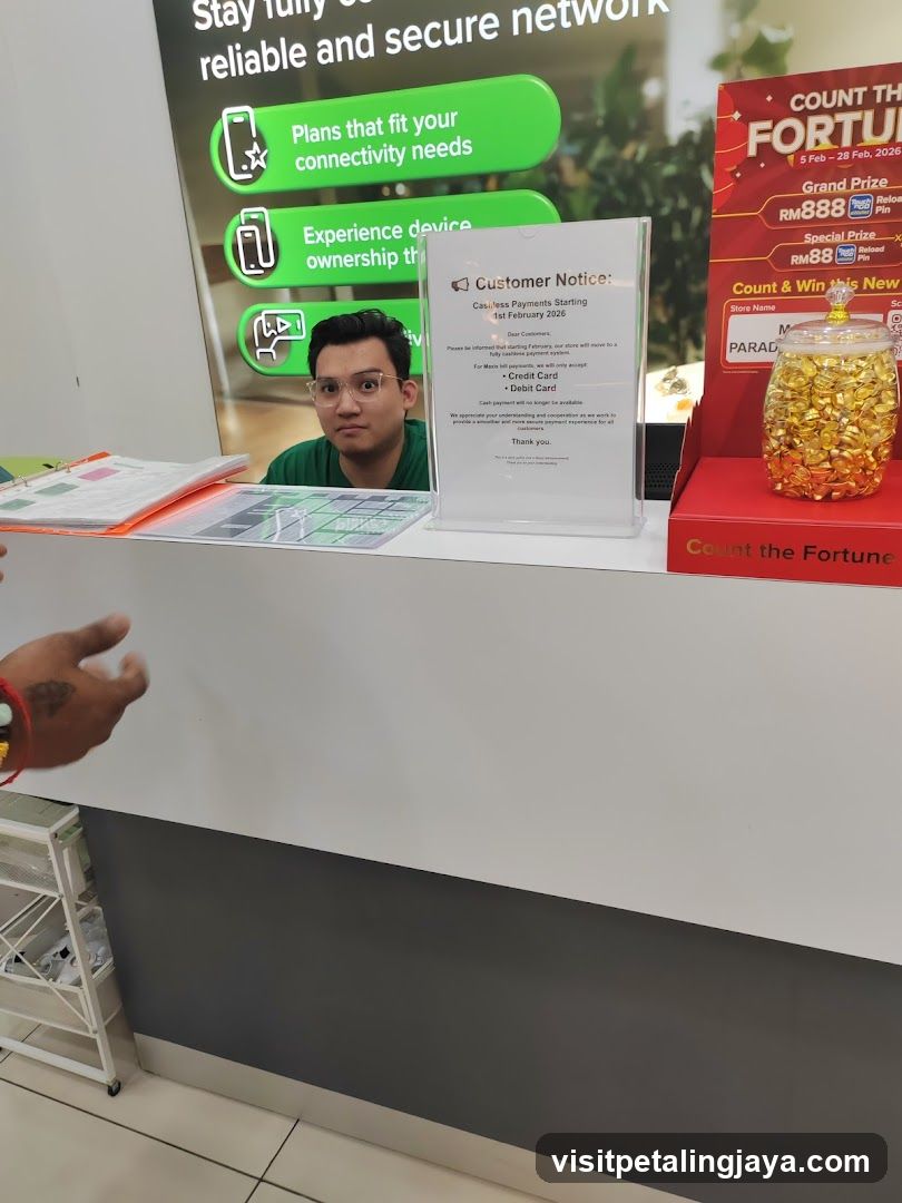 Store Counter with Customer Notice and Prize Display