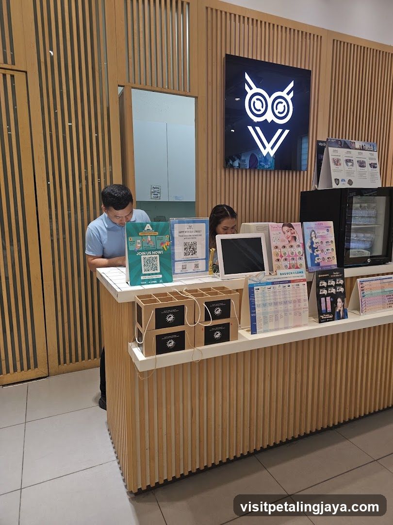 Reception Desk with Staff and Displays