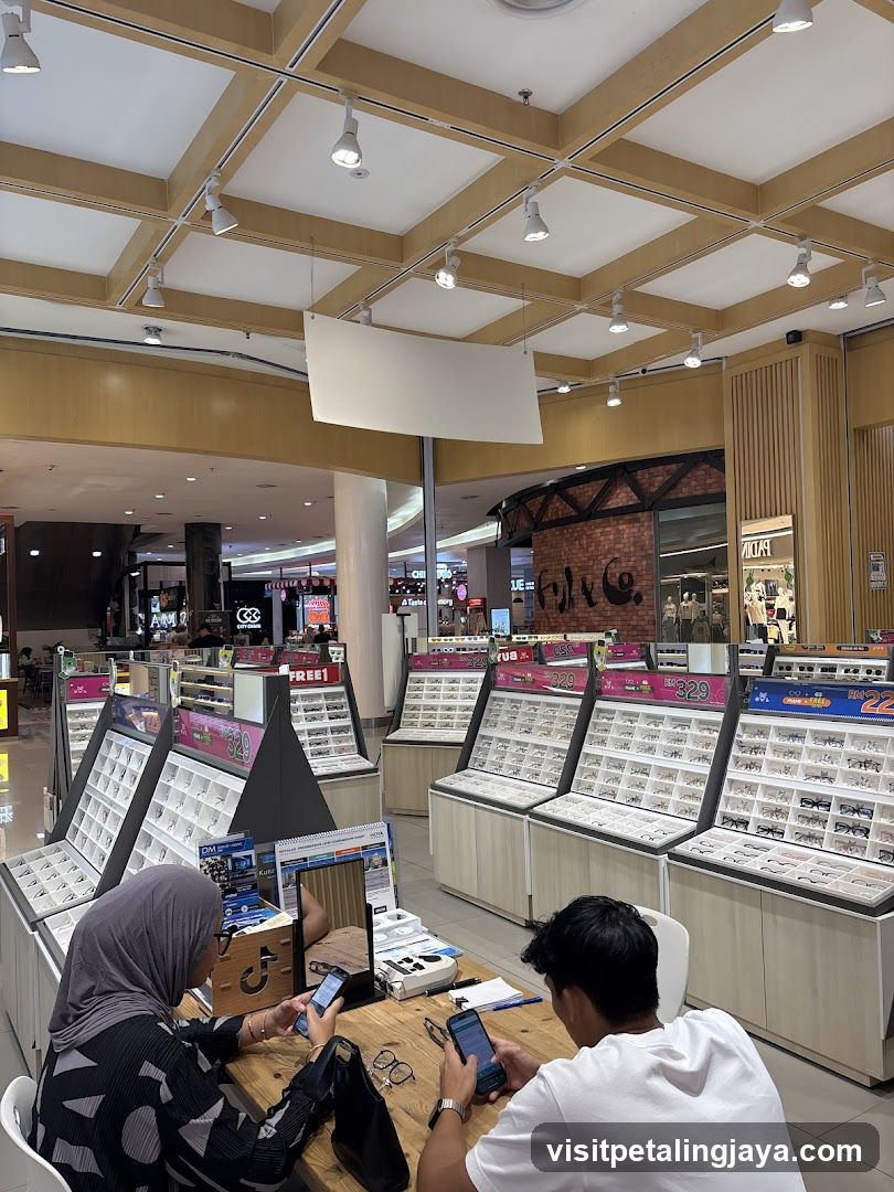 Optical Shop Interior with Customers