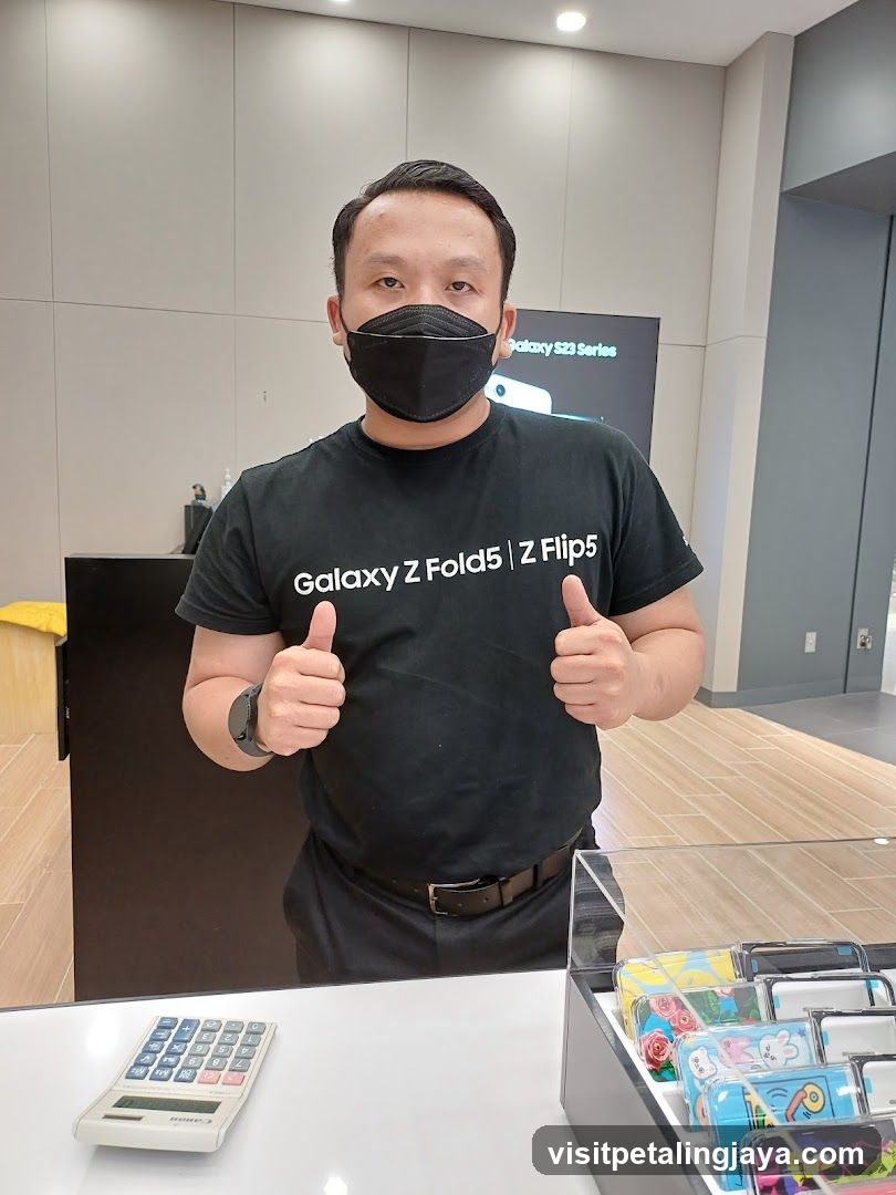 Staff in Store with Galaxy Products