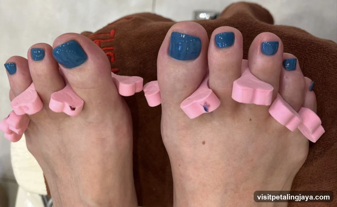Toe Spacers with Blue Nail Polish