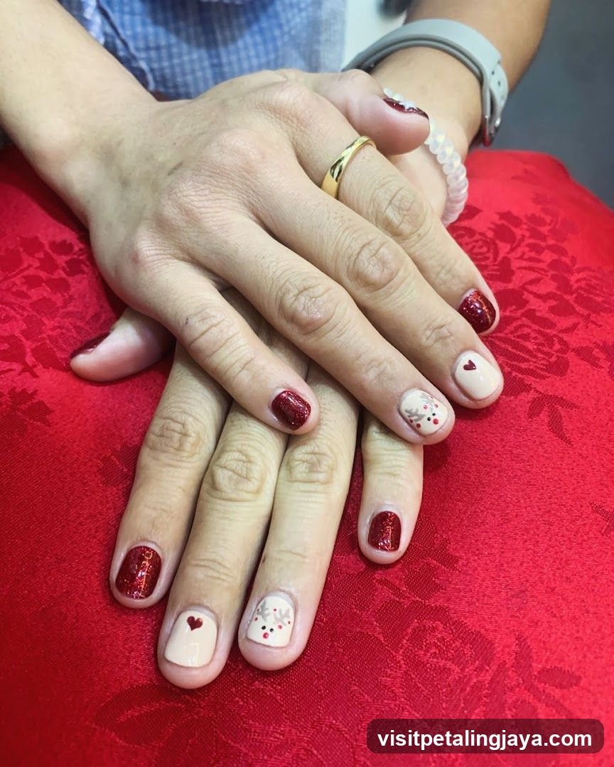 Red and White Nail Art Design