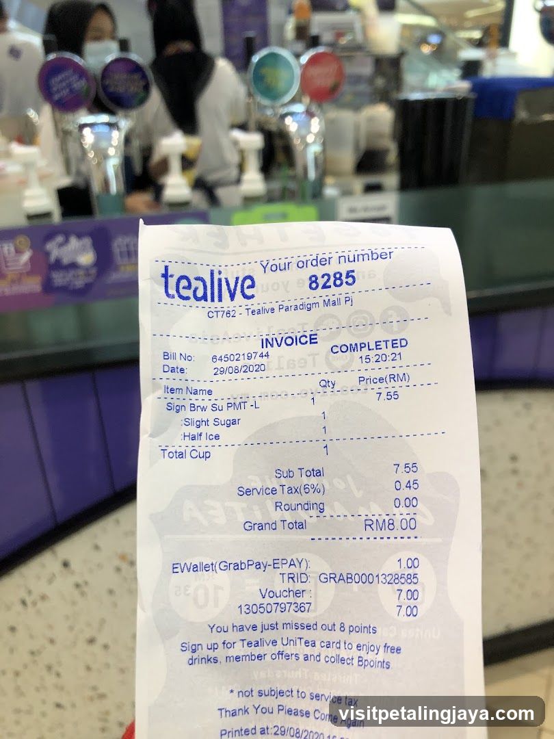 Tealive Receipt