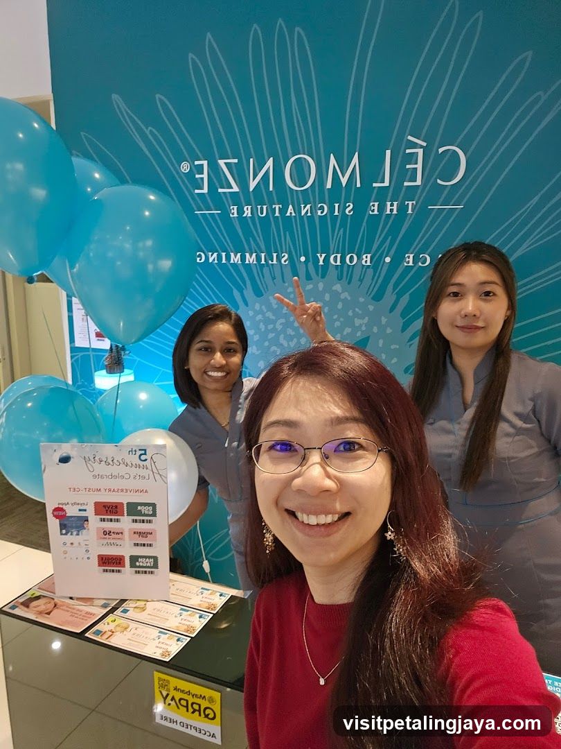 Beauty Clinic Interior with Staff and Balloons