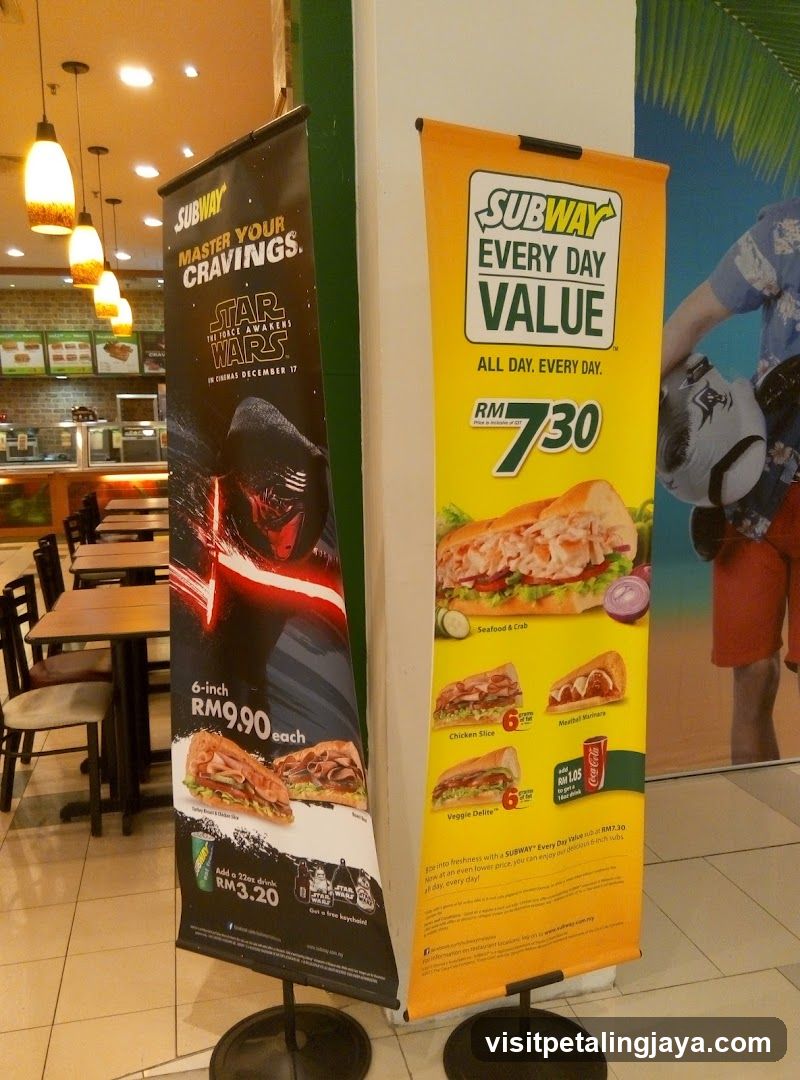 Subway Store Interior with Promotional Banners