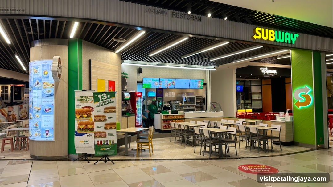Subway Restaurant Interior and Exterior View