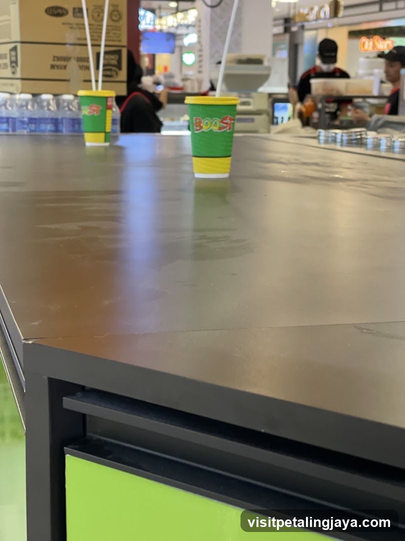 Counter with drinks in store