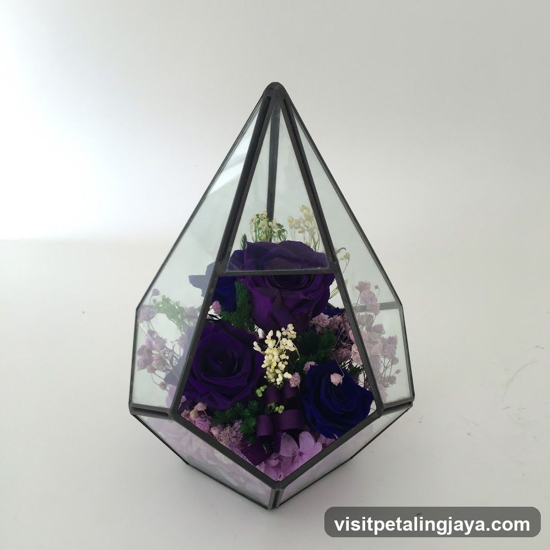 Geometric Terrarium with Purple Flowers