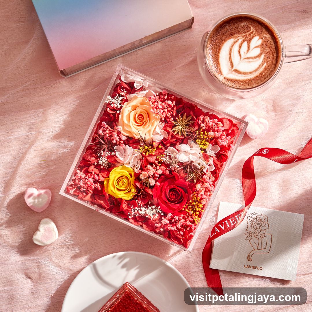 Floral Gift Box with Coffee and Dessert