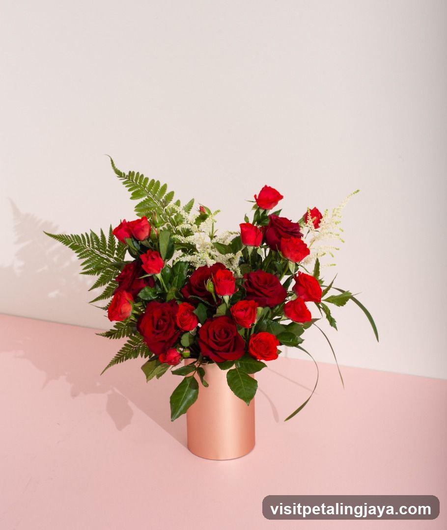 Red Rose Bouquet in Copper Vase