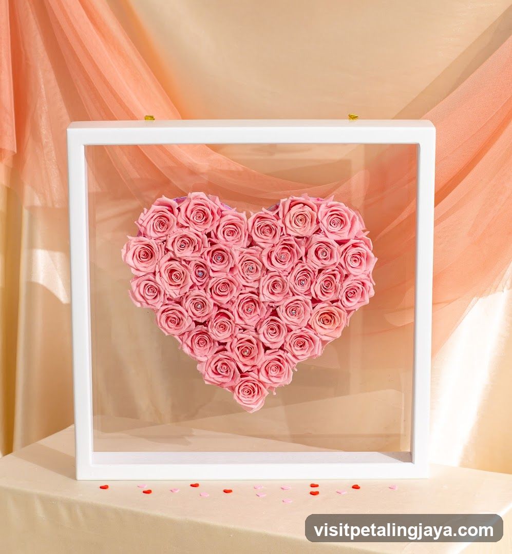 Heart-Shaped Rose Arrangement in Frame