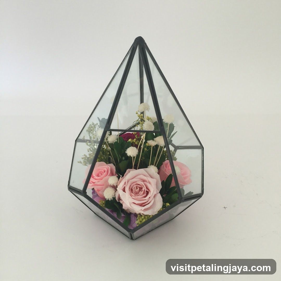 Geometric Terrarium with Pink Roses