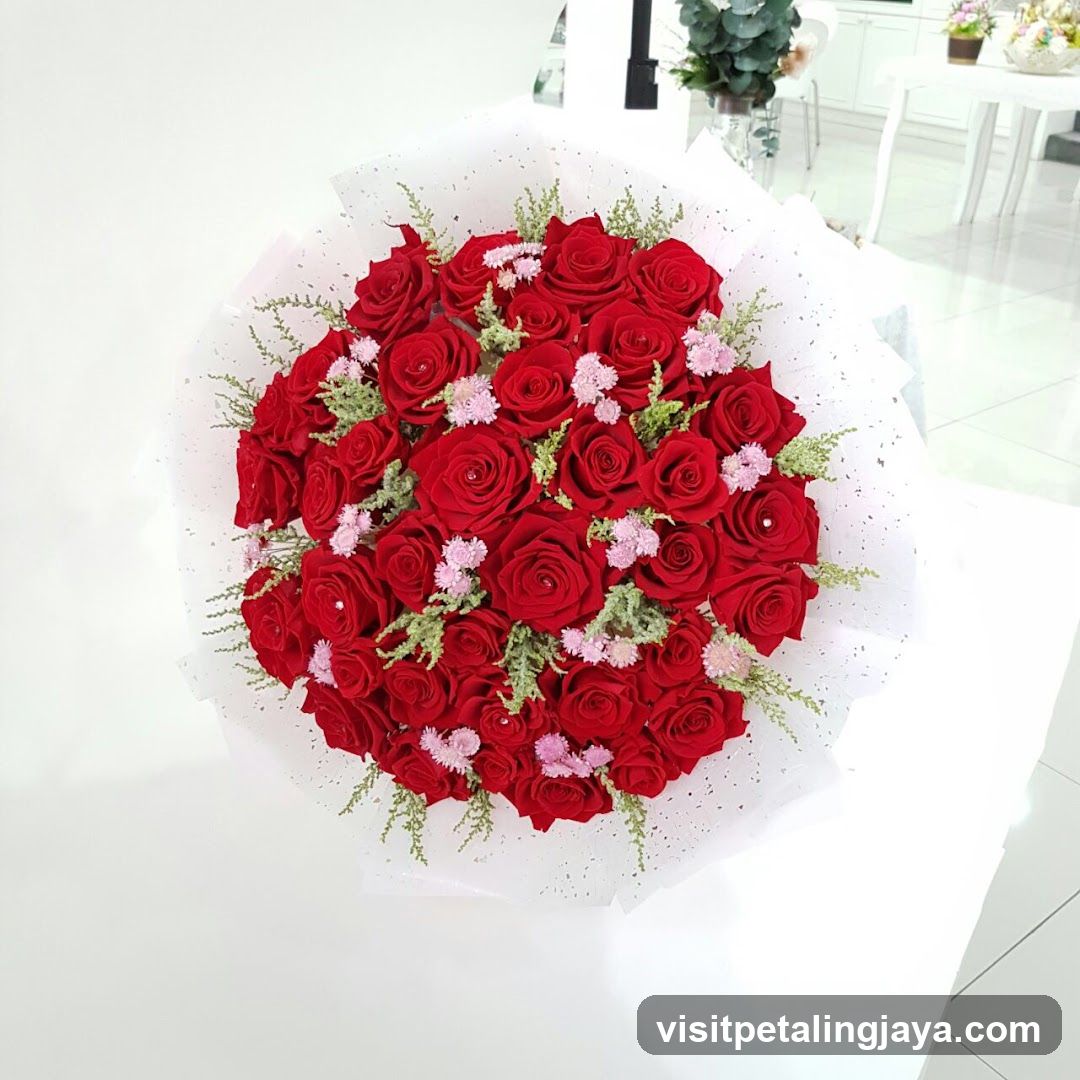 Red Rose Bouquet with Pink Accents