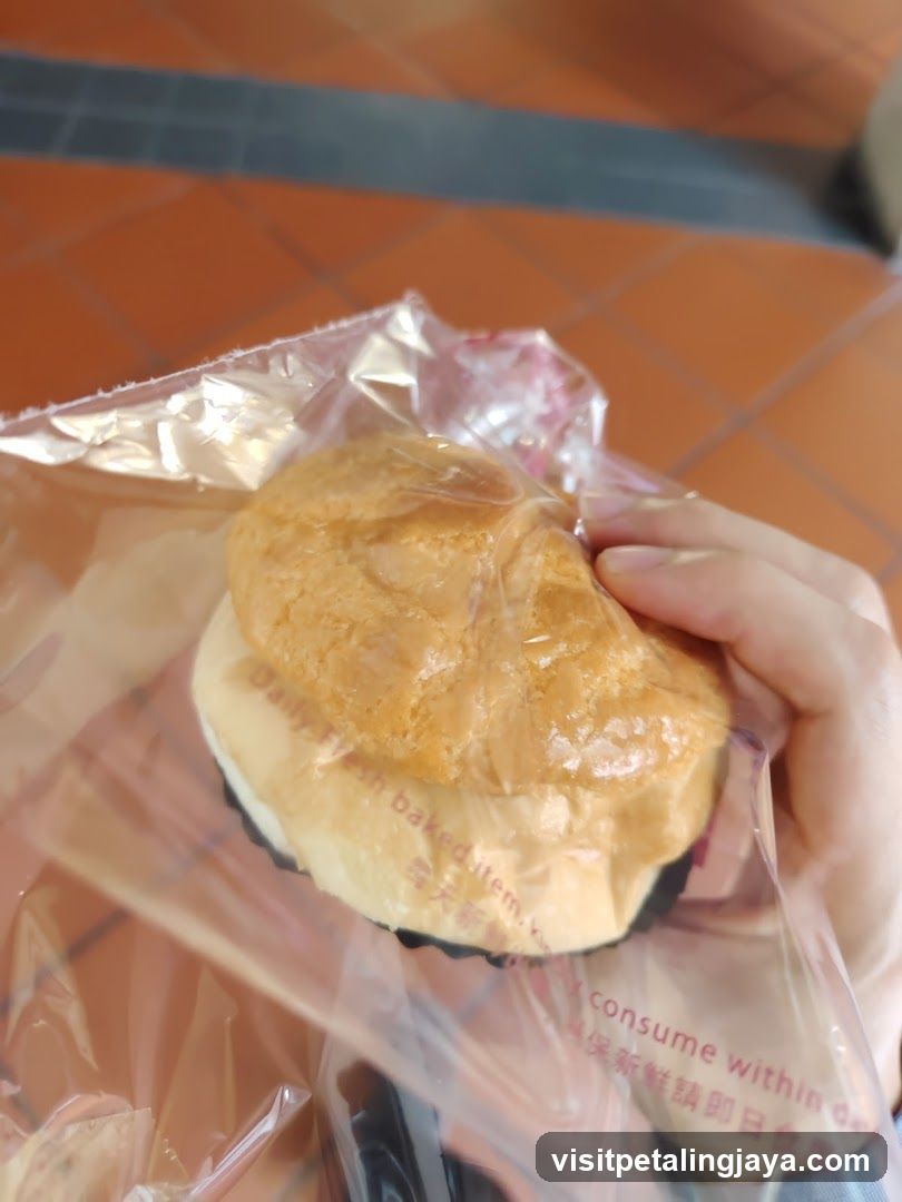 Hand holding packaged pastry