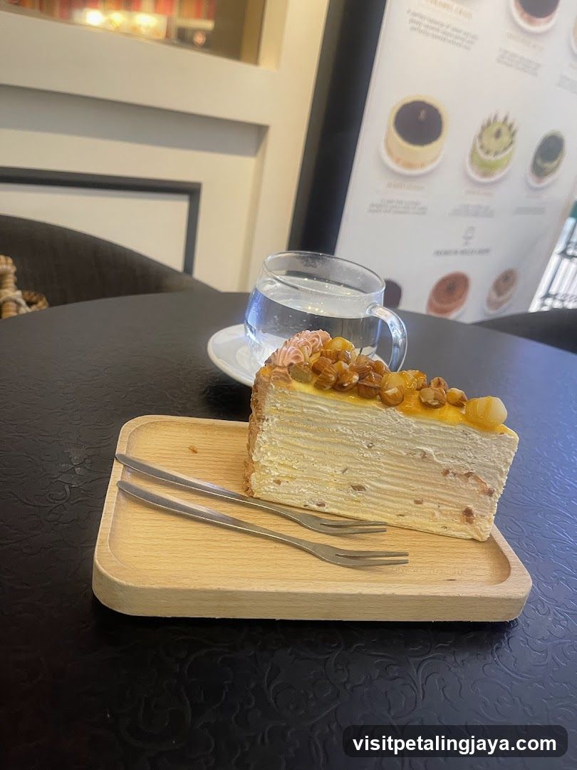 Cake and Water in Cafe Interior