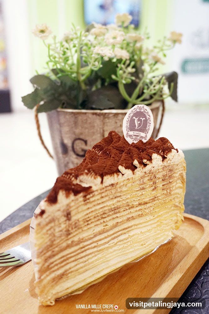 Vanilla Mille Crepe Cake Slice