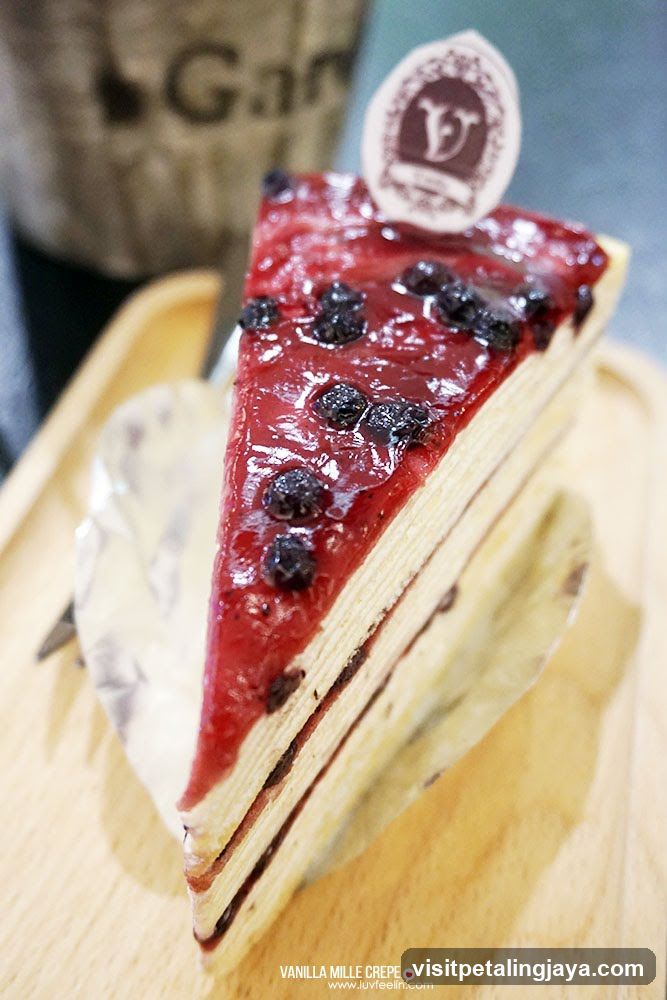 Blueberry Cream Cake Slice