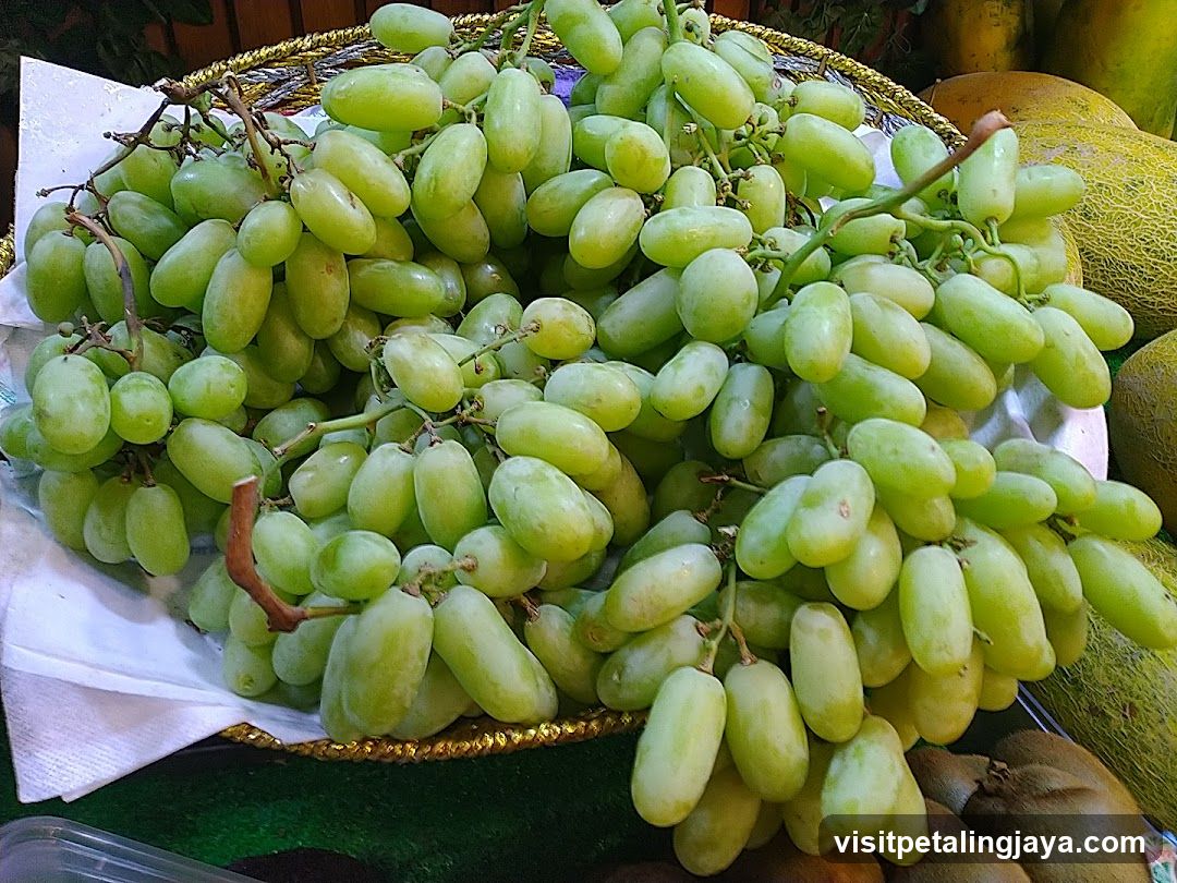 Fresh Green Grapes Display