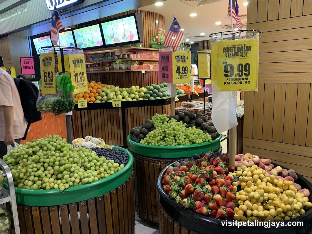 Fresh Fruit Display in Market