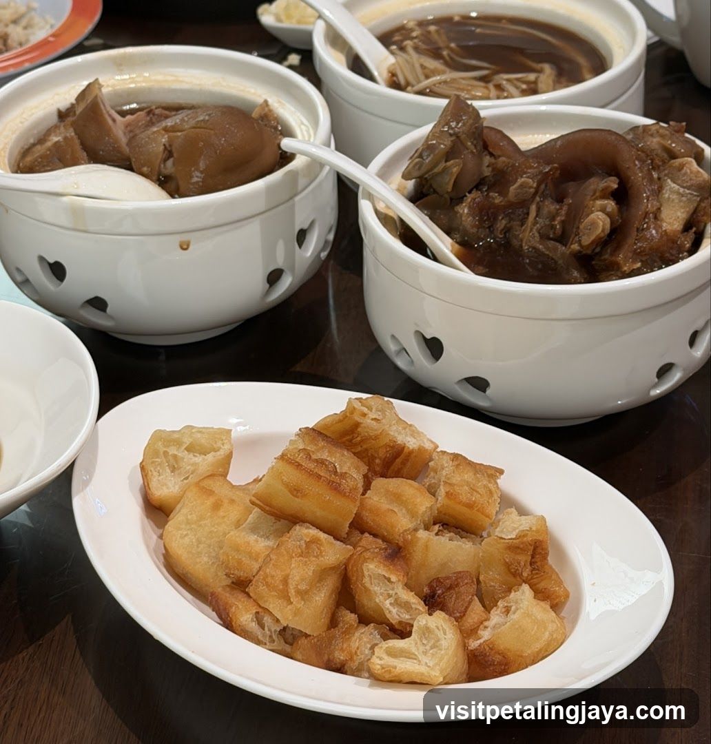Dish of fried dough sticks with braised meat dishes