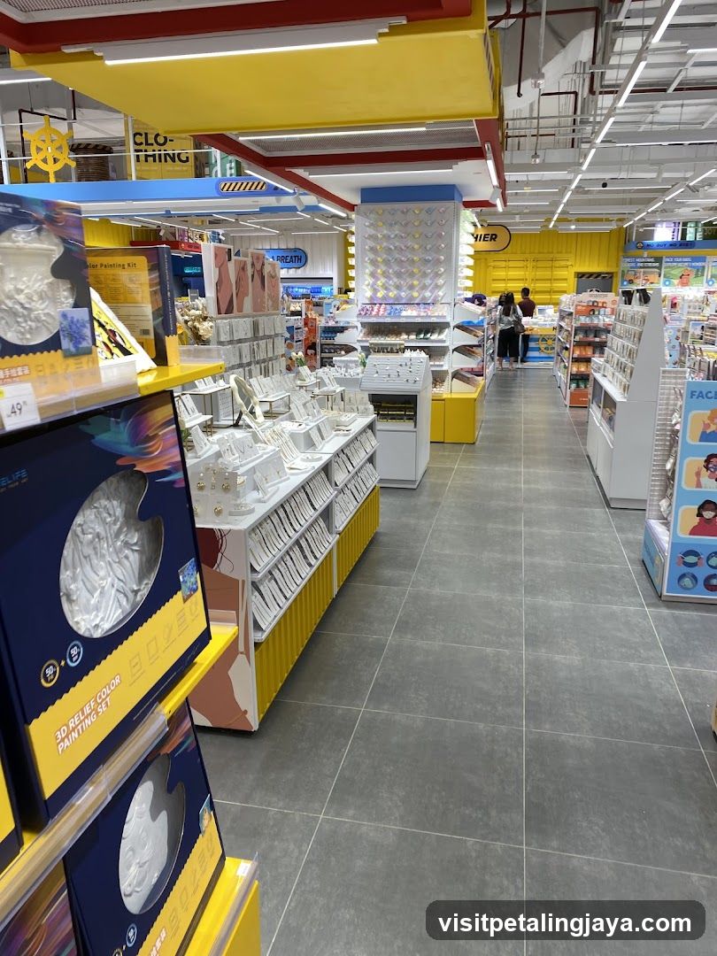 Interior of a retail store with craft supplies