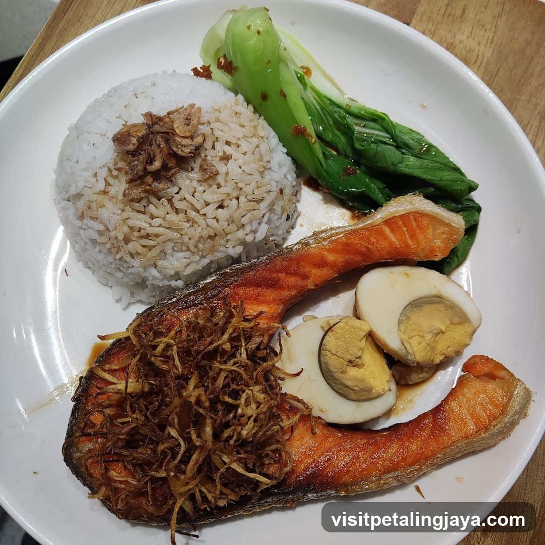 Grilled Salmon with Rice and Bok Choy