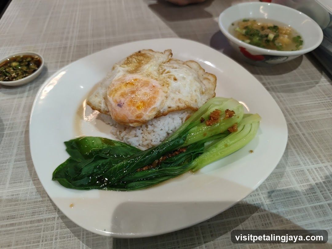 Fried Egg and Bok Choy with Rice