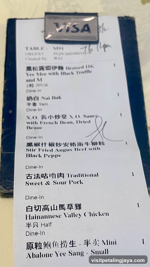 Receipt with Food Items