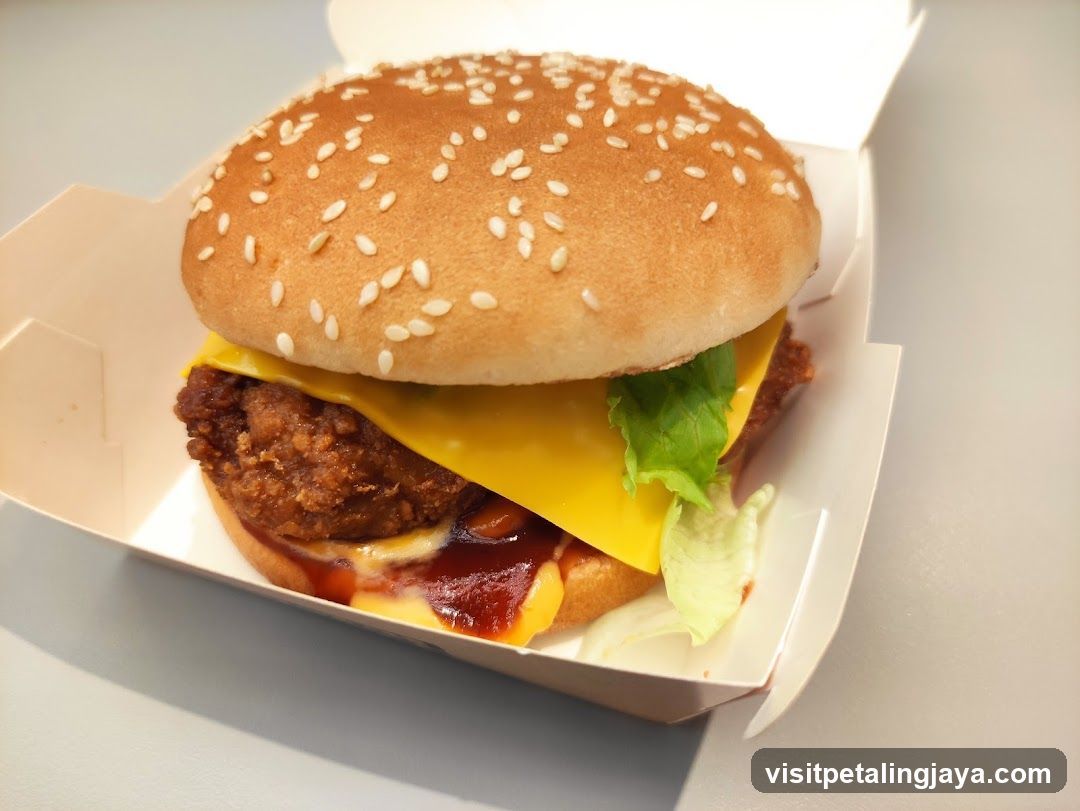Fried Chicken Burger with Cheese and Lettuce