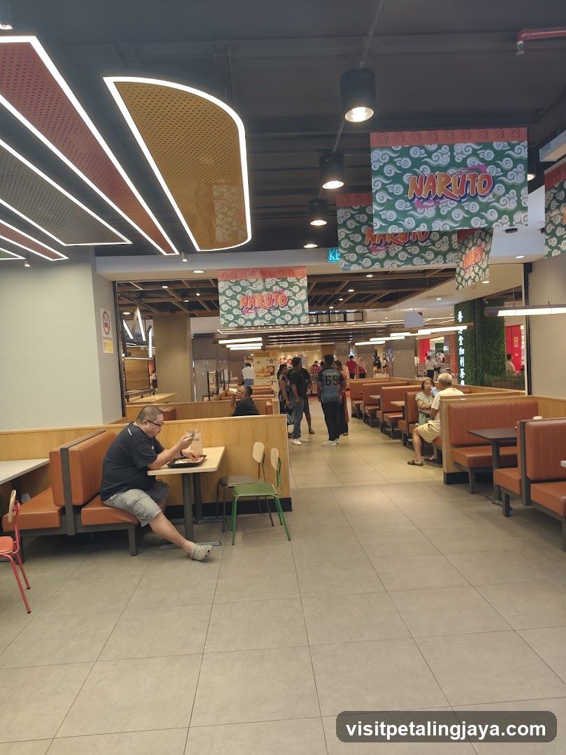 Naruto-themed food court interior