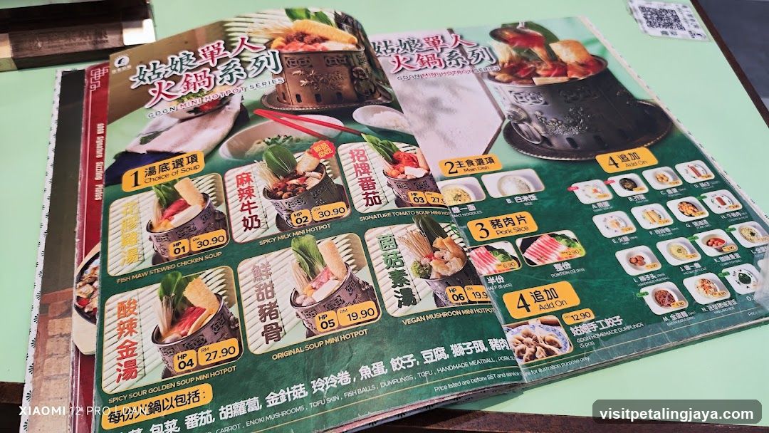 Goddess Solo Hotpot Series Menu