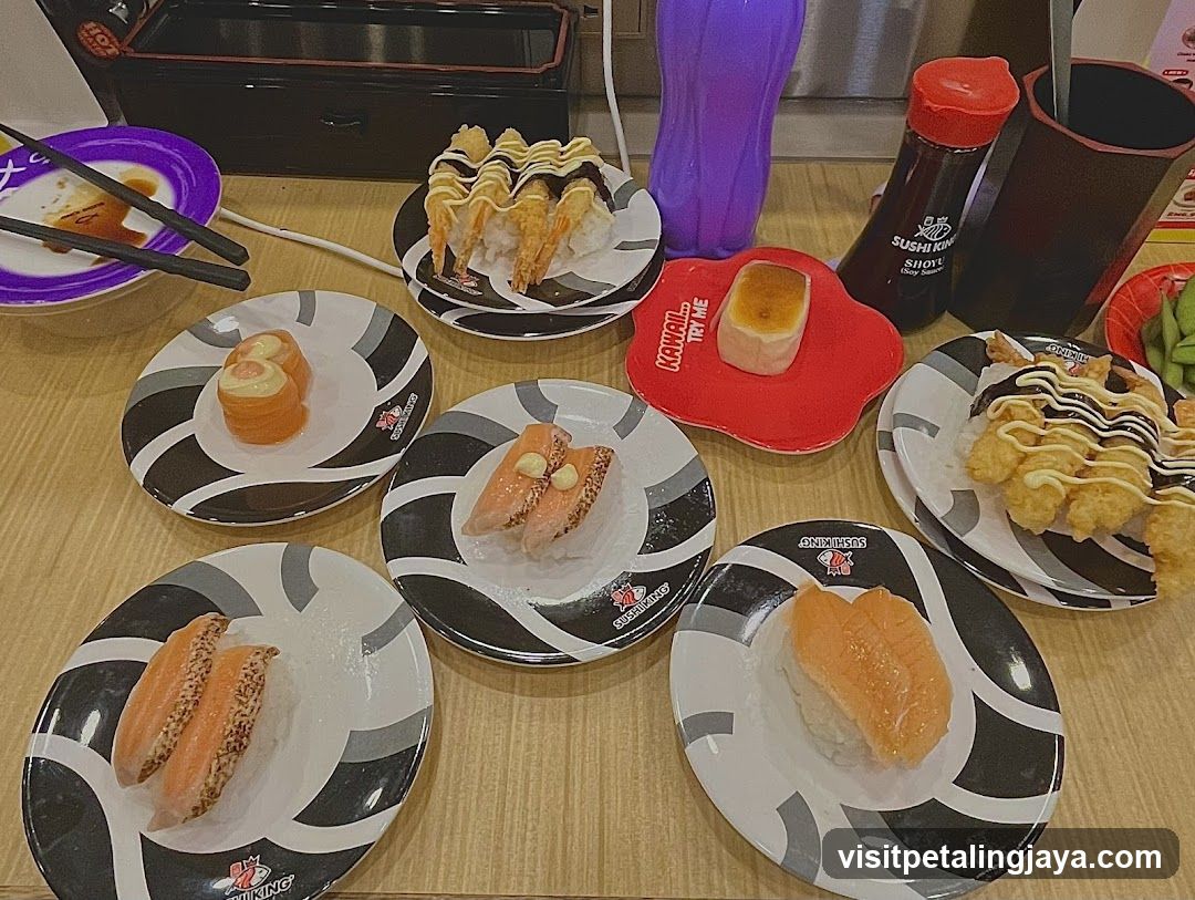 Sushi and Tempura on Conveyor Belt
