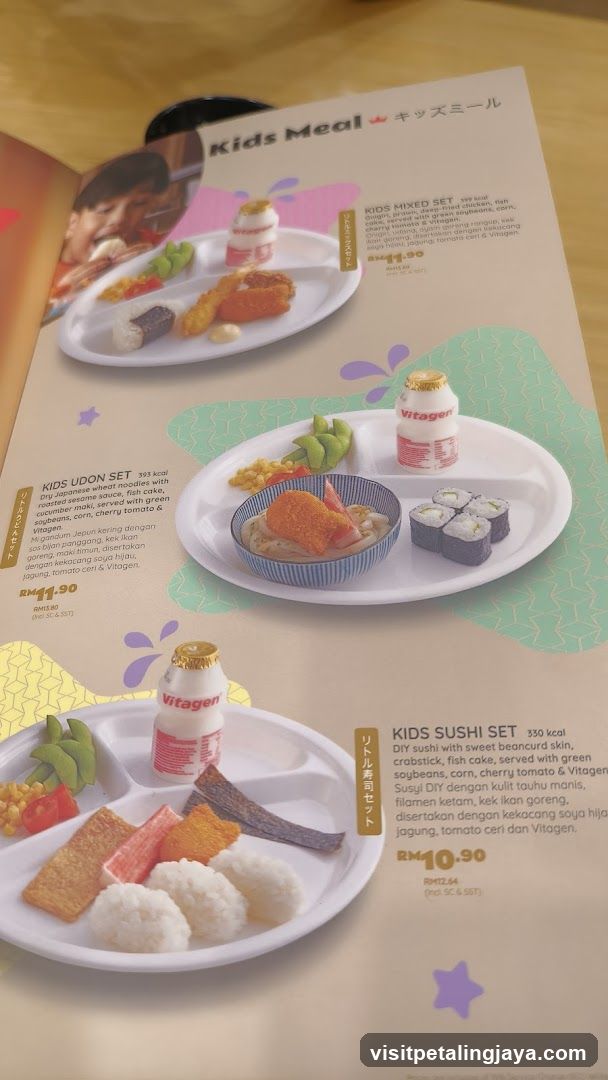 Kids Meal Menu Page