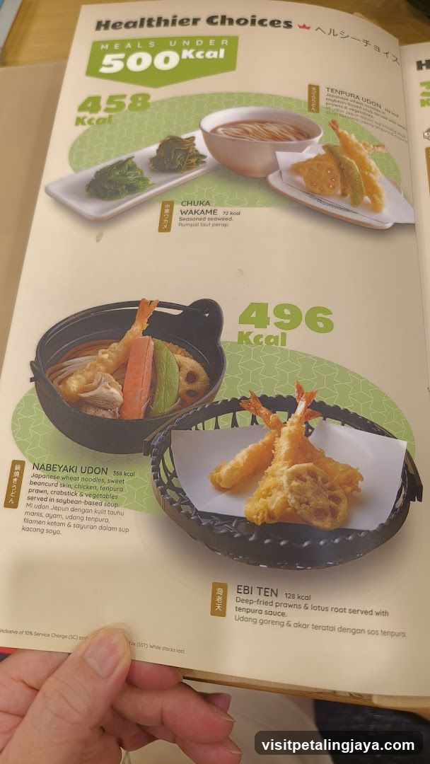 Healthy Choices Menu Page