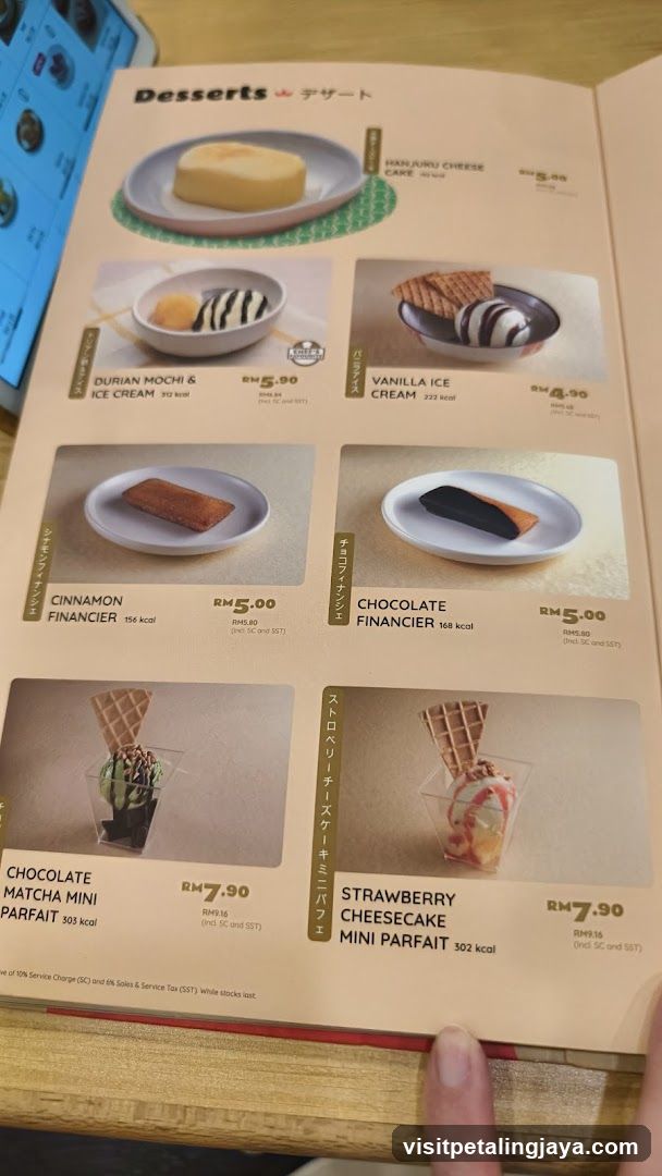 Desserts Menu Page