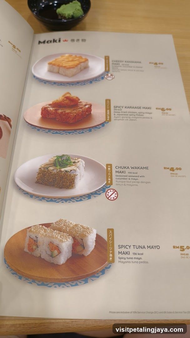 Sushi Maki Menu Page