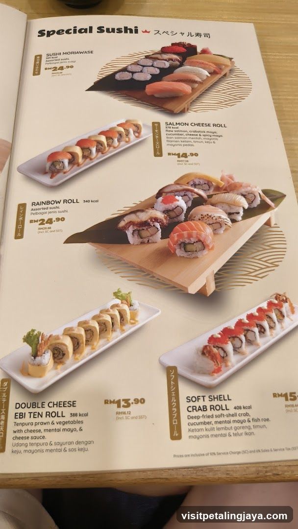 Special Sushi Menu Page