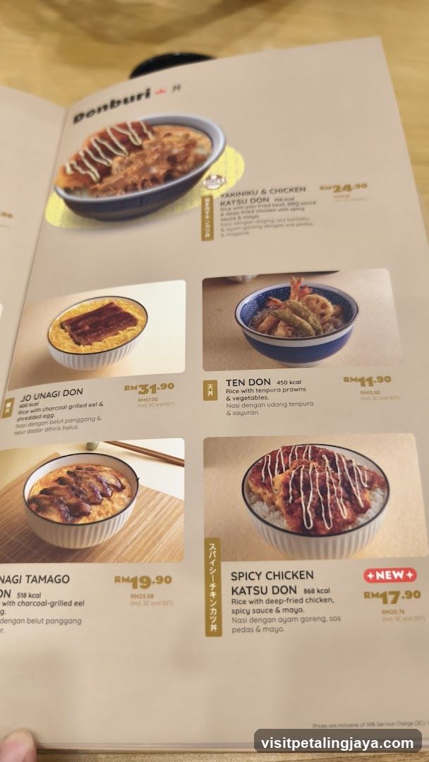 Donburi Menu Page