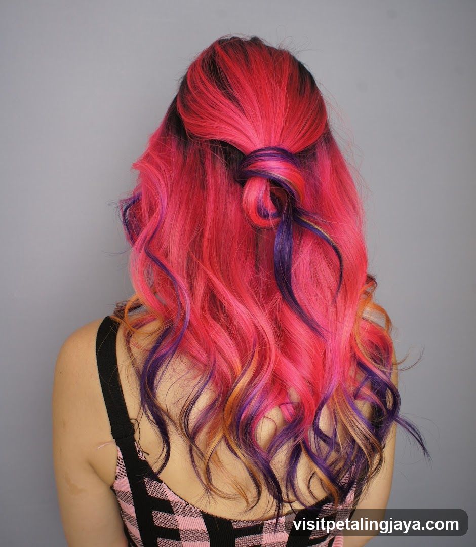 Colorful Wavy Hair with Pink and Purple Highlights