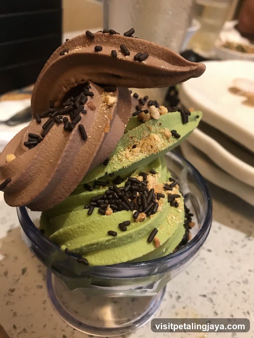 Matcha and Chocolate Soft Serve Dessert