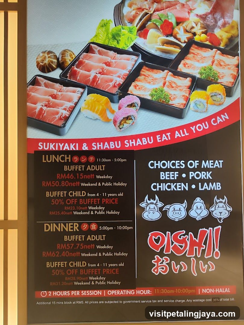 Sukiyaki & Shabu Shabu Eat All You Can Menu