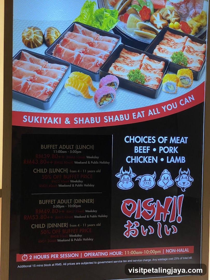 Sukiyaki & Shabu Shabu Eat All You Can Menu Board