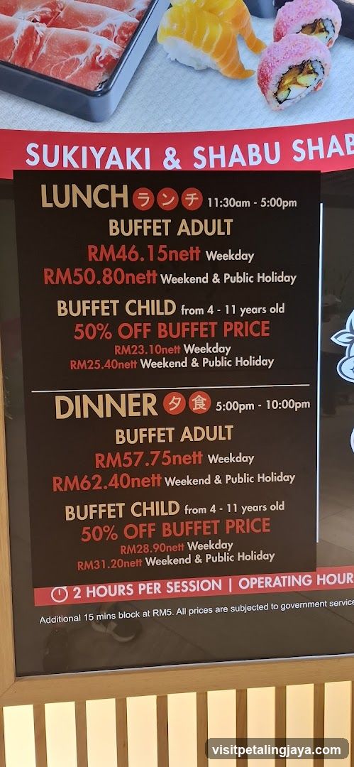 Sukiyaki & Shabu Shabu Buffet Menu