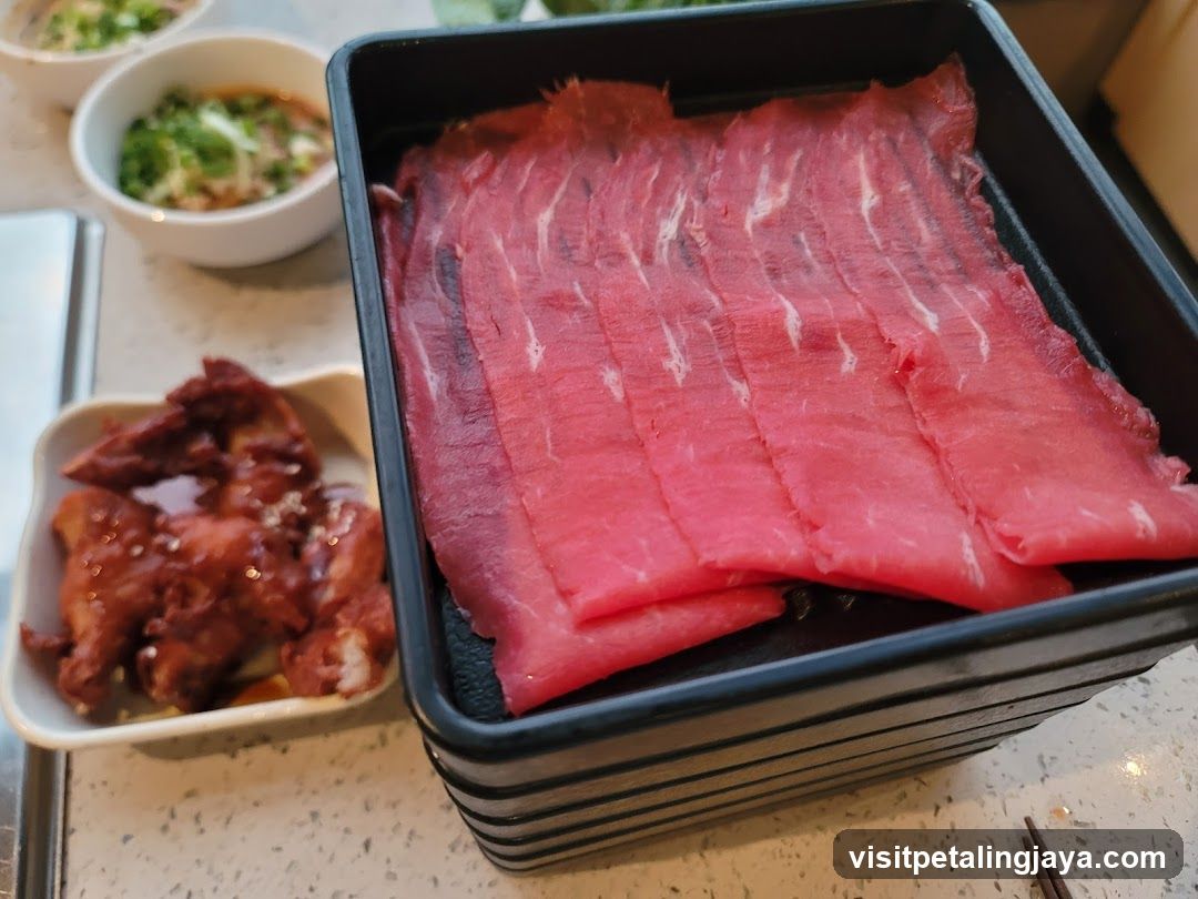 Raw Beef Slices and Marinated Meat