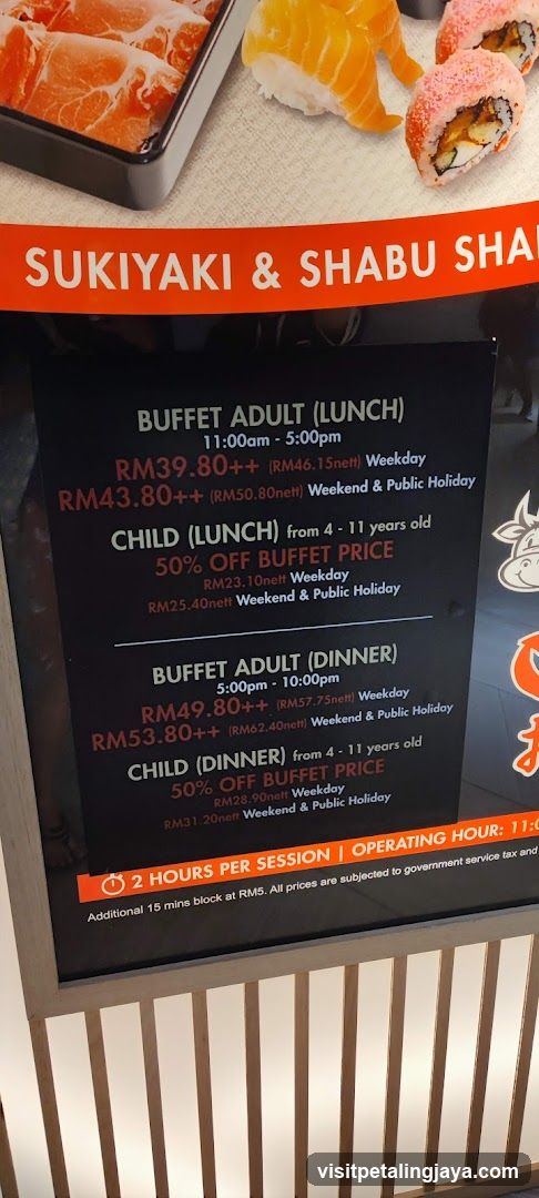 Sukiyaki & Shabu Shabu Buffet Menu Display
