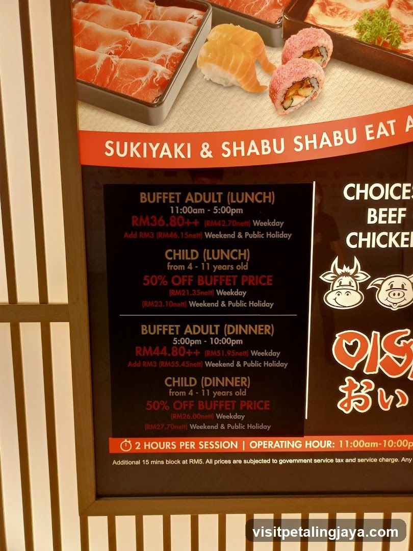 Sukiyaki & Shabu Shabu Buffet Menu