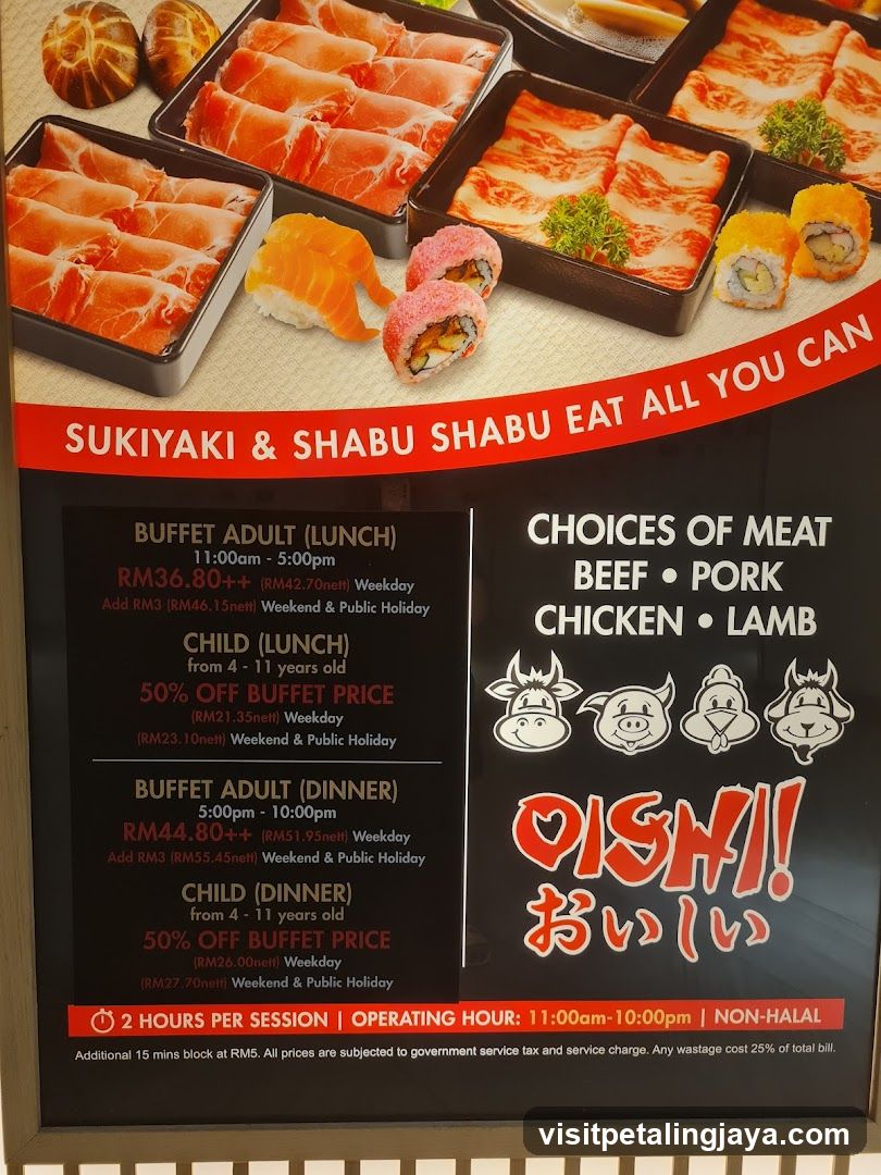 Sukiyaki & Shabu Shabu Buffet Menu