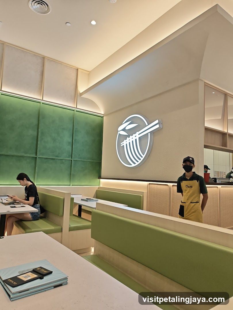 Restaurant Interior with Staff and Customer