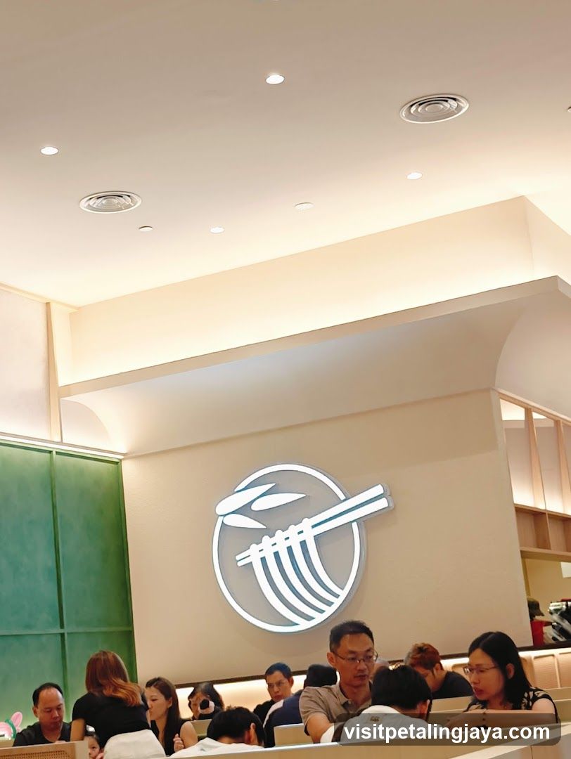 Restaurant Interior with Logo Wall