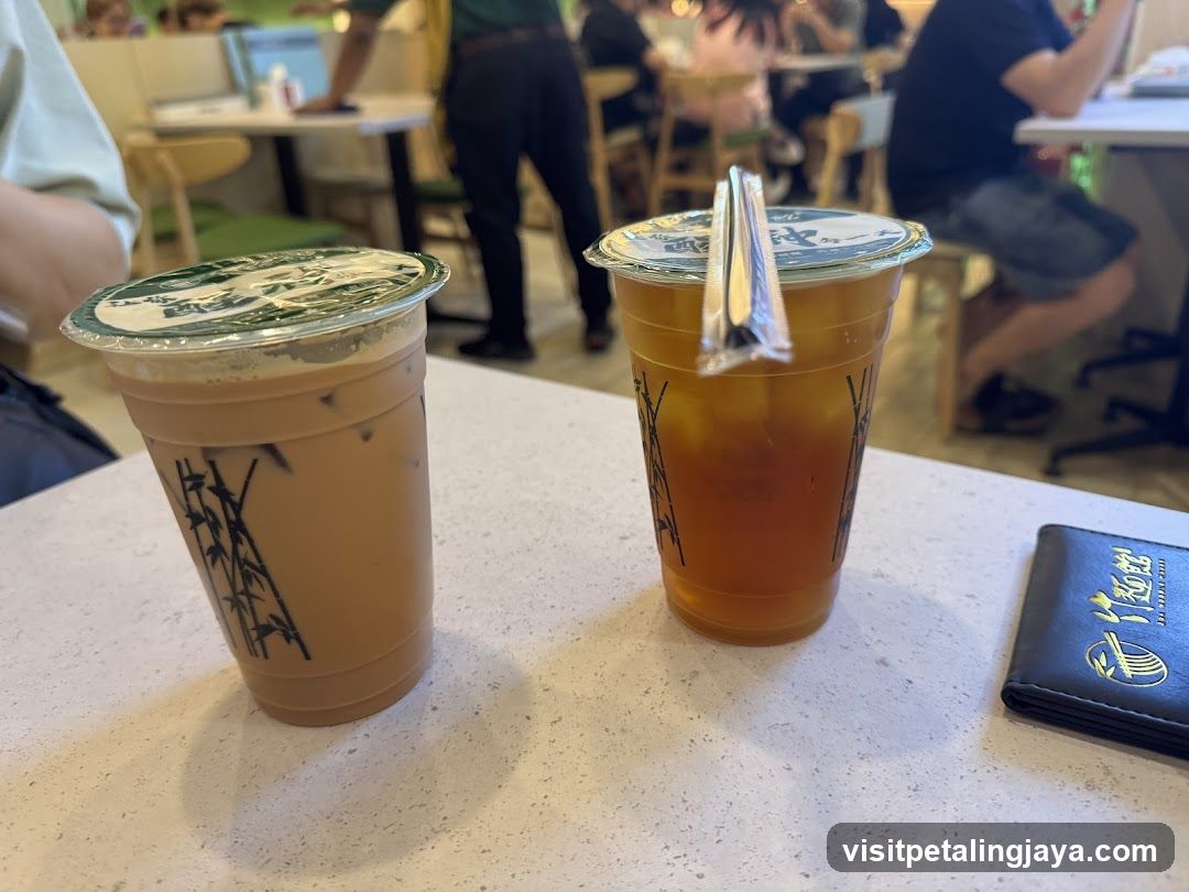 Beverages at a cafe table